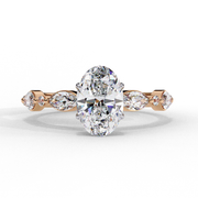 Oval Cut Moissanite Engagement Ring | Marquise & Round Accents